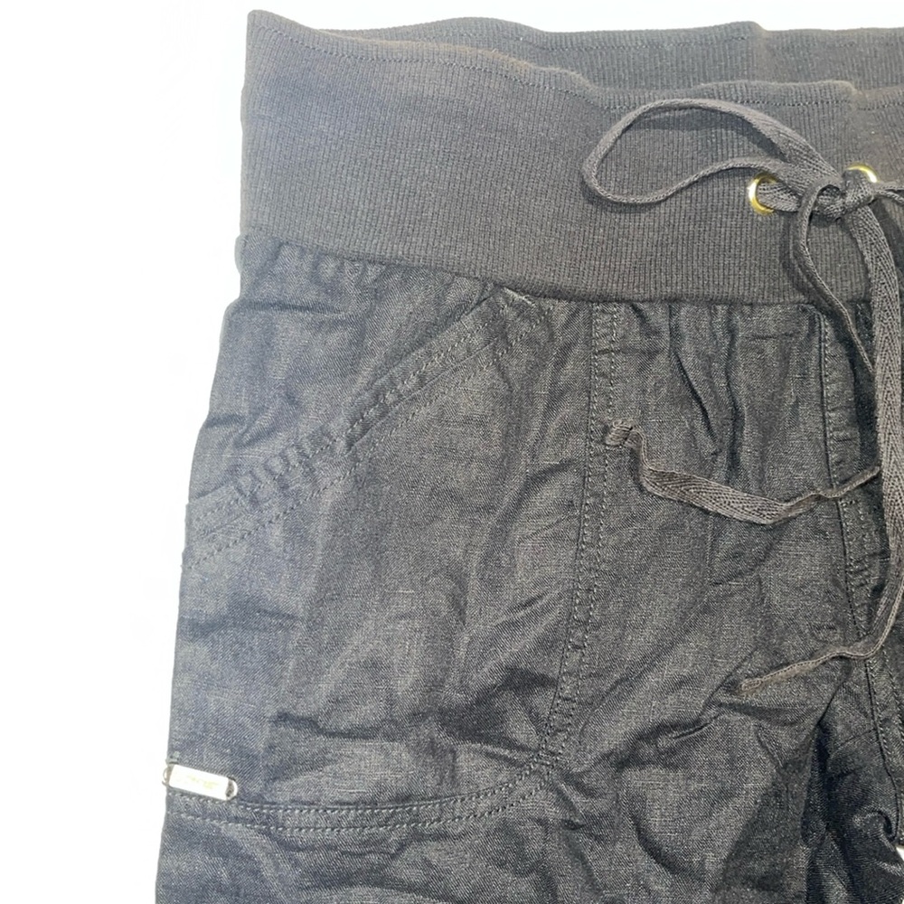 New Guess Premium Vintage Black Capris Crop Linen Blend Short Pants M - Picture 3 of 10